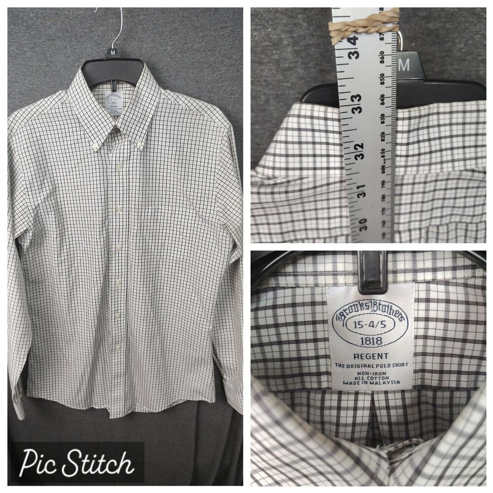 Brooks Brothers 1818 Regent Non Iron Button Dress Shirt Mens 15 32 White Supima